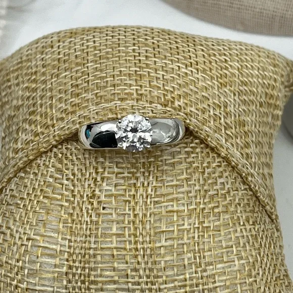 💎 Vintage 925 Sterling Silver Solitaire CZ Ring Size 7 - Picture 11 of 17